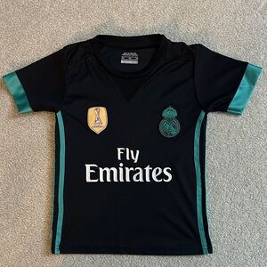 Real Madrid Black/Teal Kids Jersey. #7 Cristiano Ronaldo
